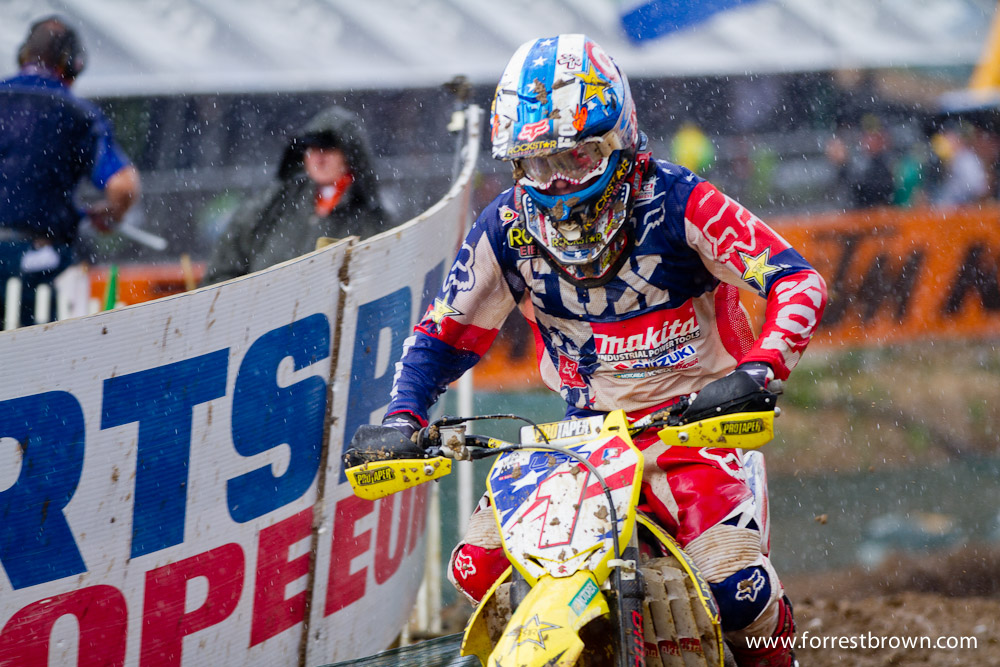 2011 Motocross of Nations in France. Race 1 (MX1 + MX2). Ryan Dungey in the poring rain.